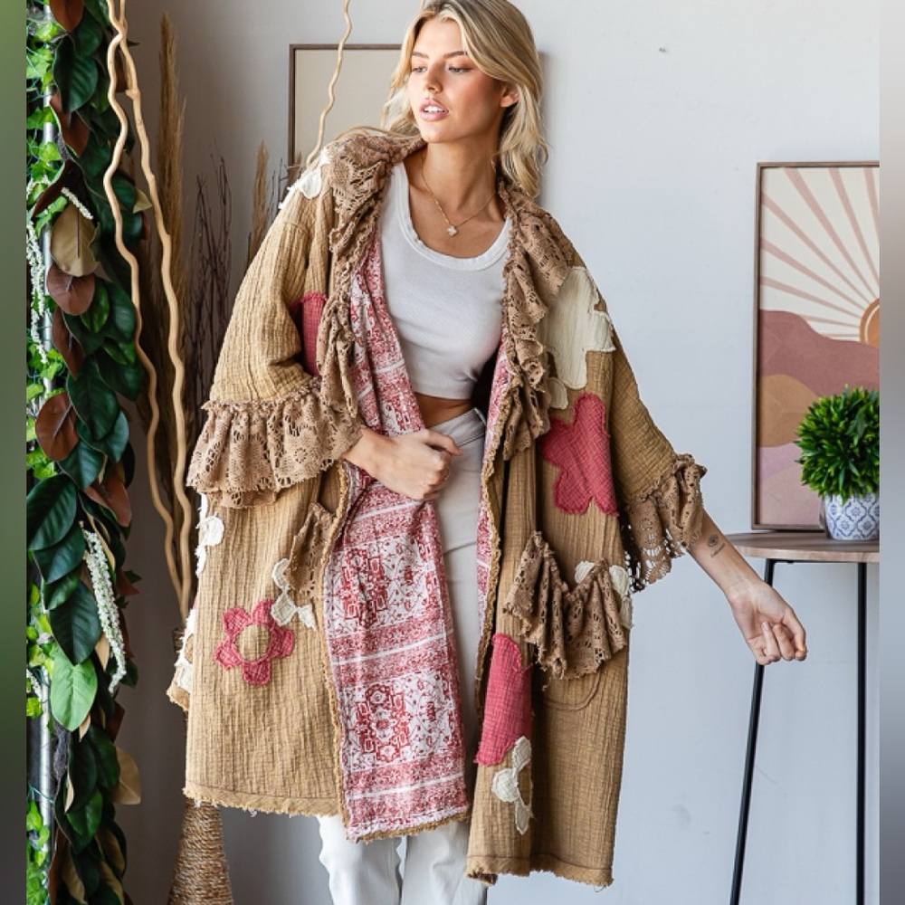 Oli & Hali Tan and Pink Boho Jacket